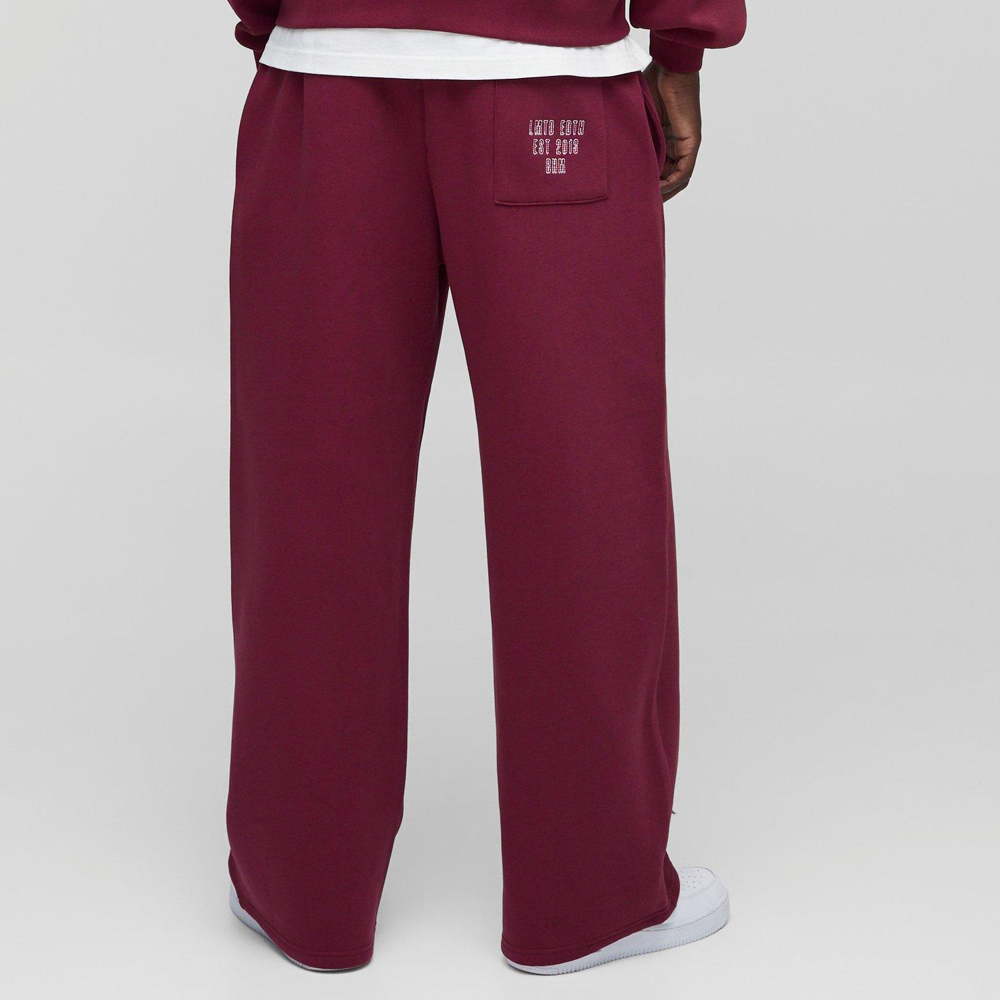 Wide Leg Worldwide Embroidered Joggers