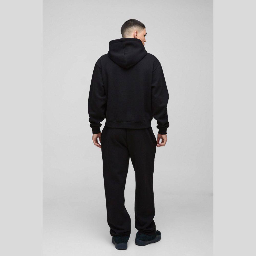 Oversized Boxy Official Tonal Print Zip Hooded Tracksuit