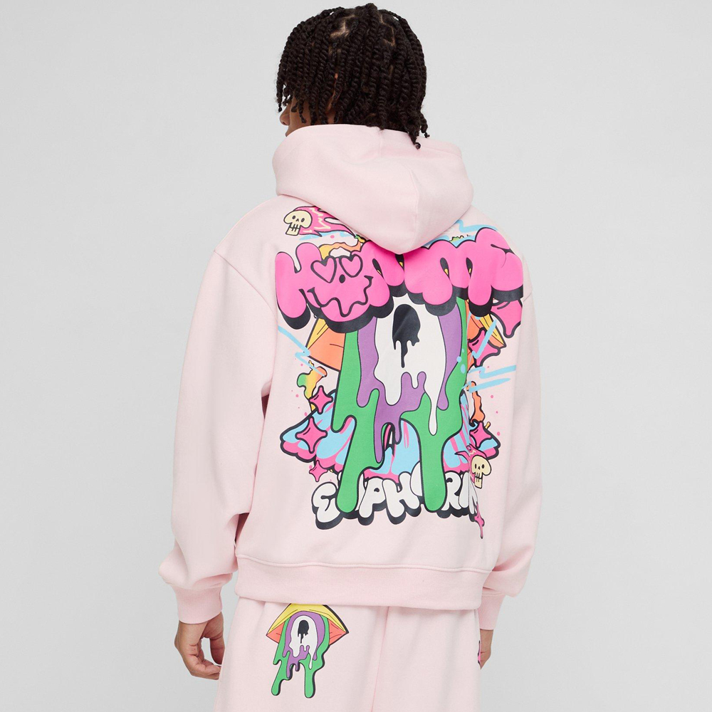 Oversized Boxy Doodle Graphic Puff Print Hoodie