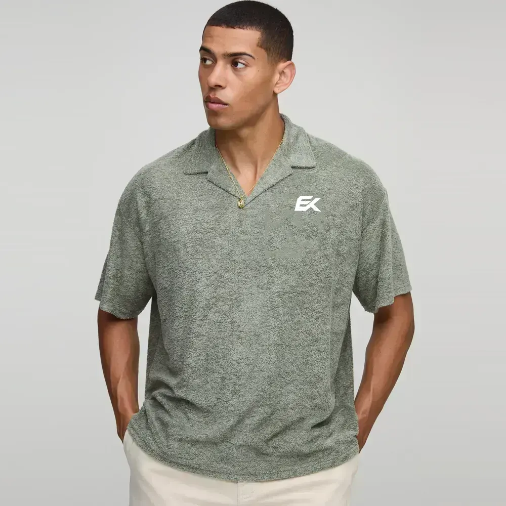 Oversized Textured Revere Polo