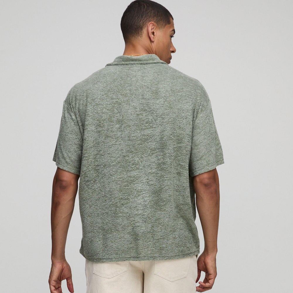 Oversized Textured Revere Polo