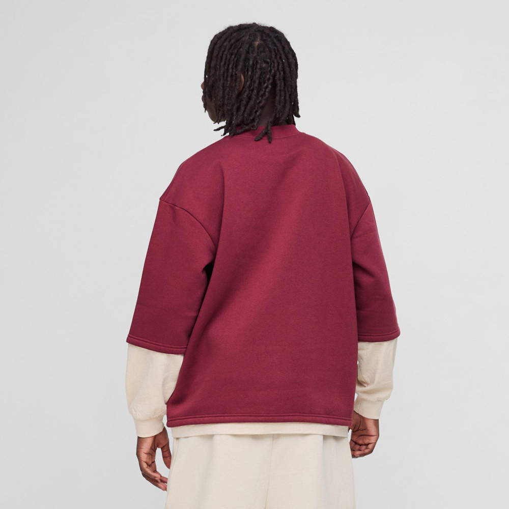 Oversized Half Sleeve Faux Layer 13 Applique Sweatshirt