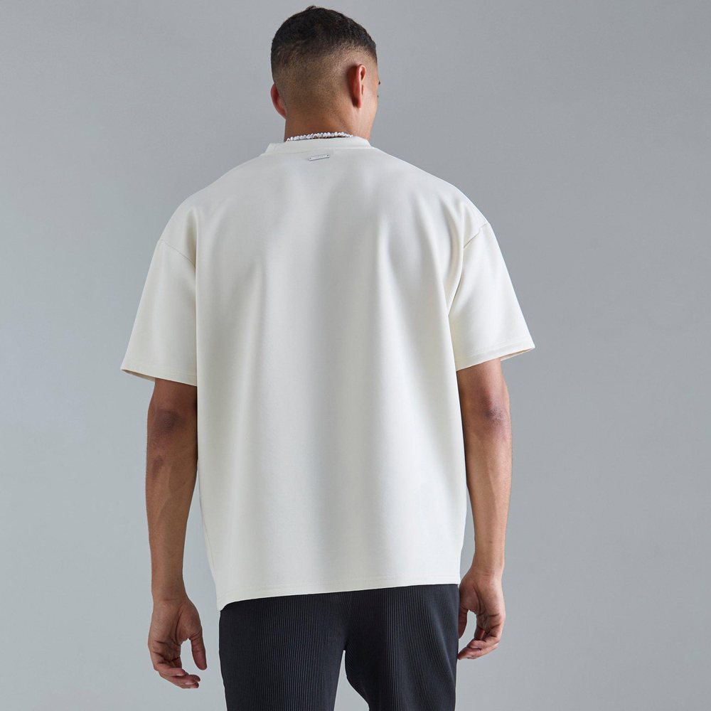 Oversized Floral Line Drawing Scuba T-shirt