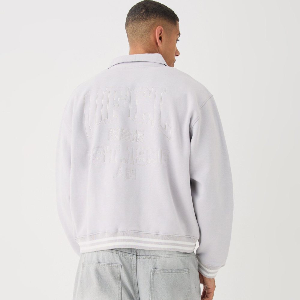 Boxy Applique Tape Detail Jersey Varsity Jacket