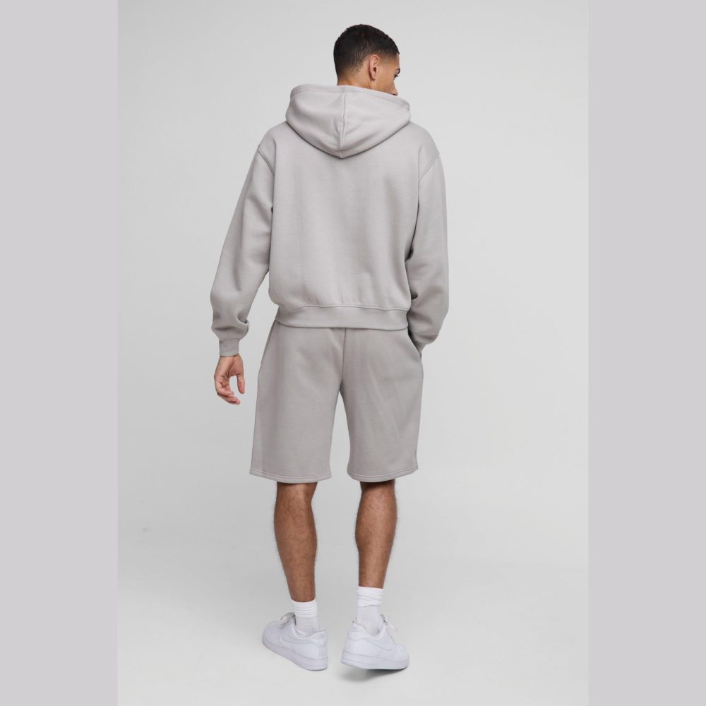 Oversized Worldwide Cross Zip Hooded Short Tracksuit