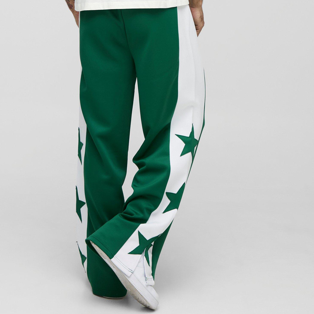 Wide Leg Star Tricot Split Hem Joggers